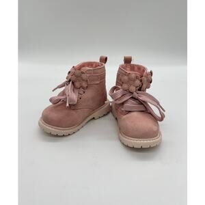 Carter's Toddler Girl's Daffodil Flower Pink Lace Up Combat Boot Size 4